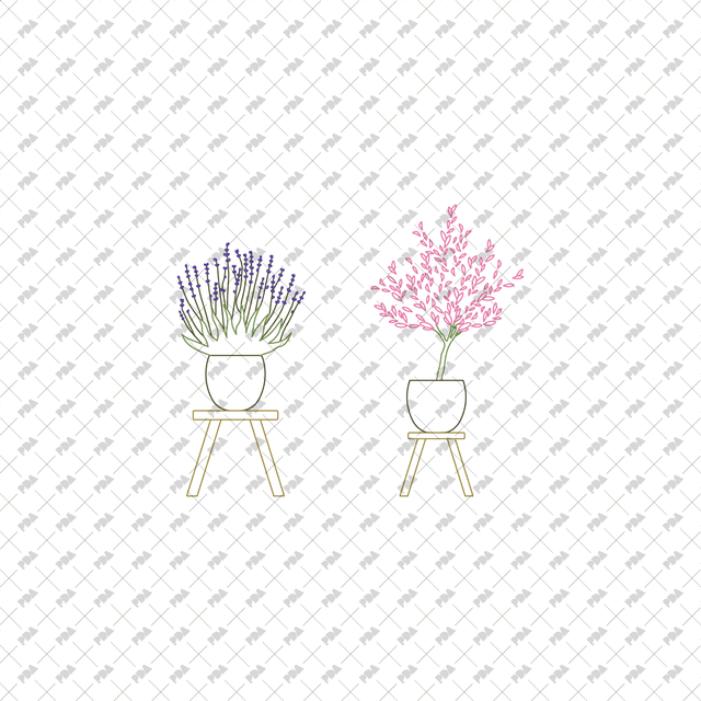 CAD, Vector, PNG Plants on Stools in Color and B/W - Post Digital Architecture — Free and Affordable Resources for Architects