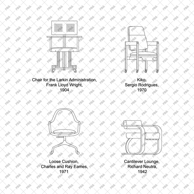 CAD Vector Modernist Mid-Century Chairs Set - Post Digital Architecture — Free and Affordable Resources for Architects