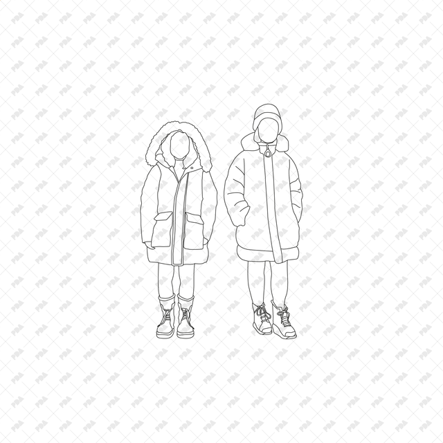 CAD, Vector People Dressed for Winter Set