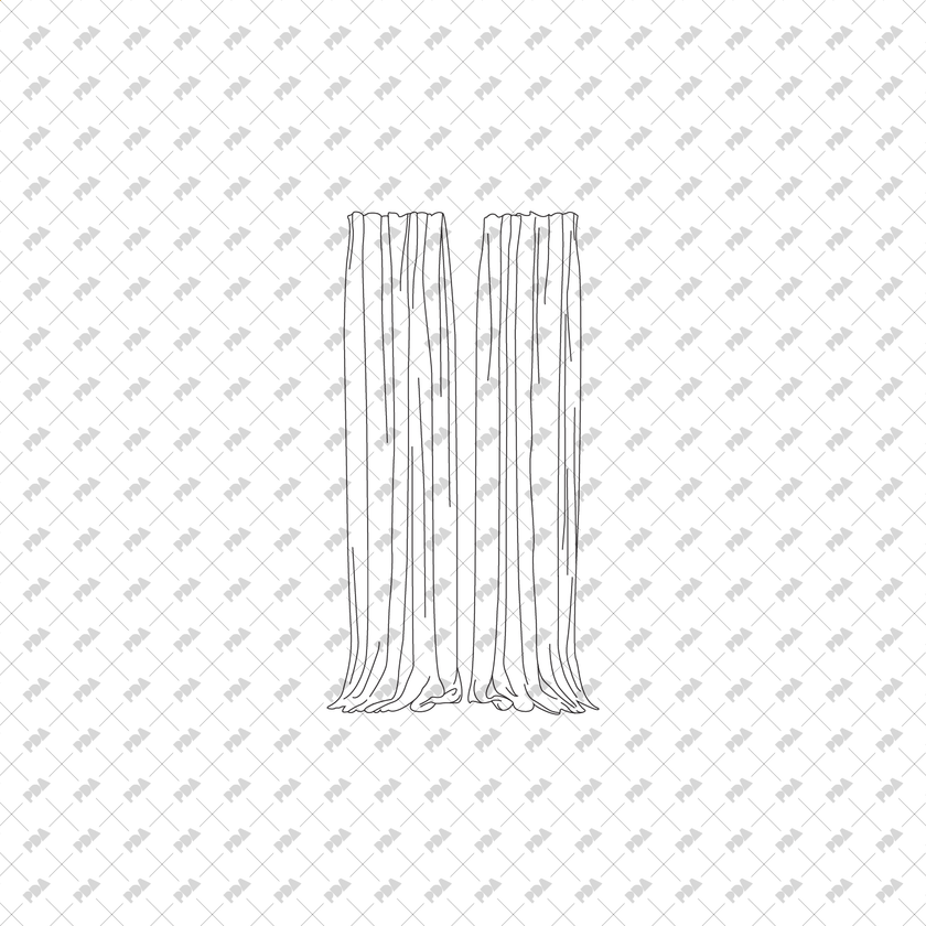 CAD & Vector Curtains: Front-View Line-Art Illustrations