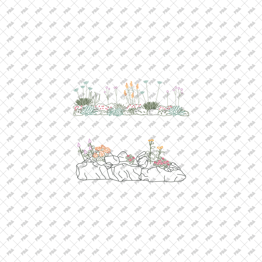 CAD, Vector Flower Beds in Color and B/W