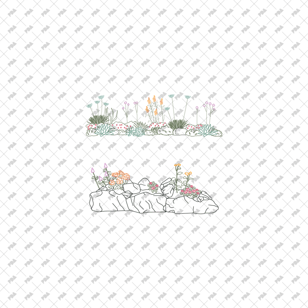 CAD, Vector Flower Beds in Color and B/W