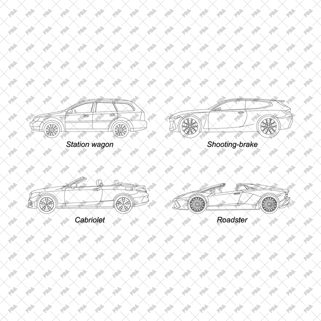 CAD, Vector Vehicles in Side View - Post Digital Architecture — Free and Affordable Resources for Architects