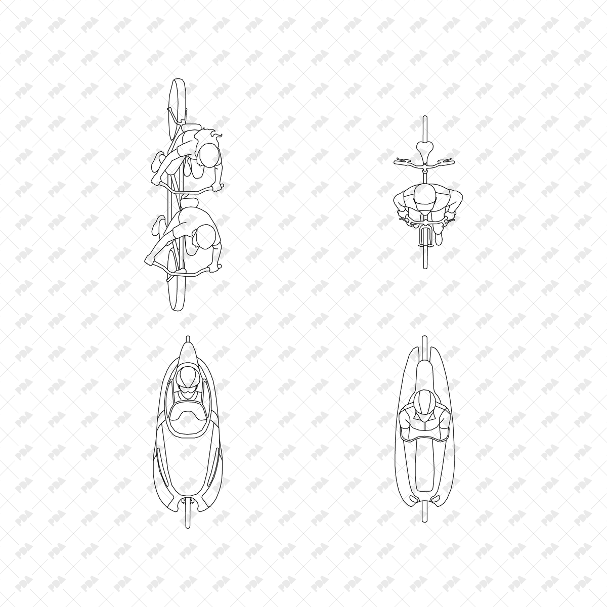 CAD, Vector, PNG Vehicles and Riders in Top View