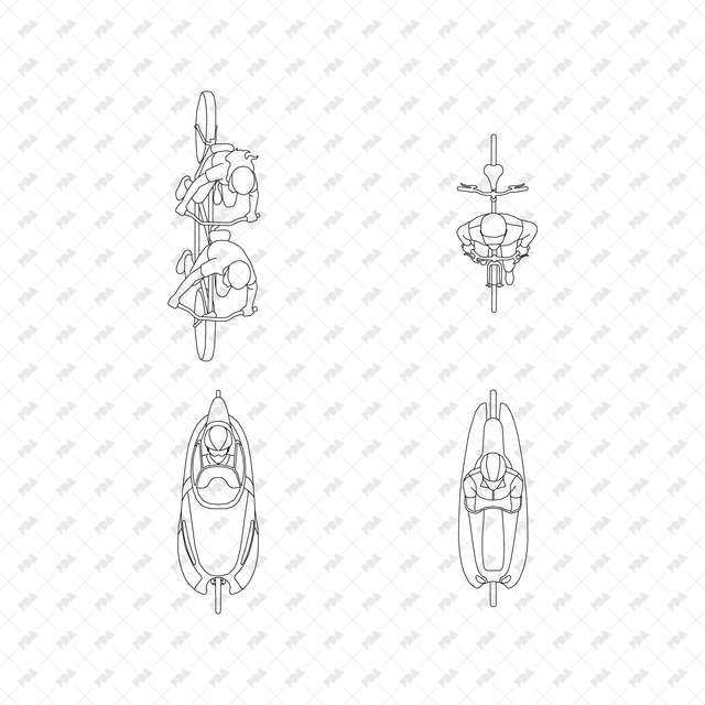 CAD, Vector, PNG Vehicles and Riders in Top View