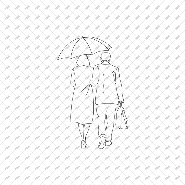 CAD, Vector People With Umbrellas Set