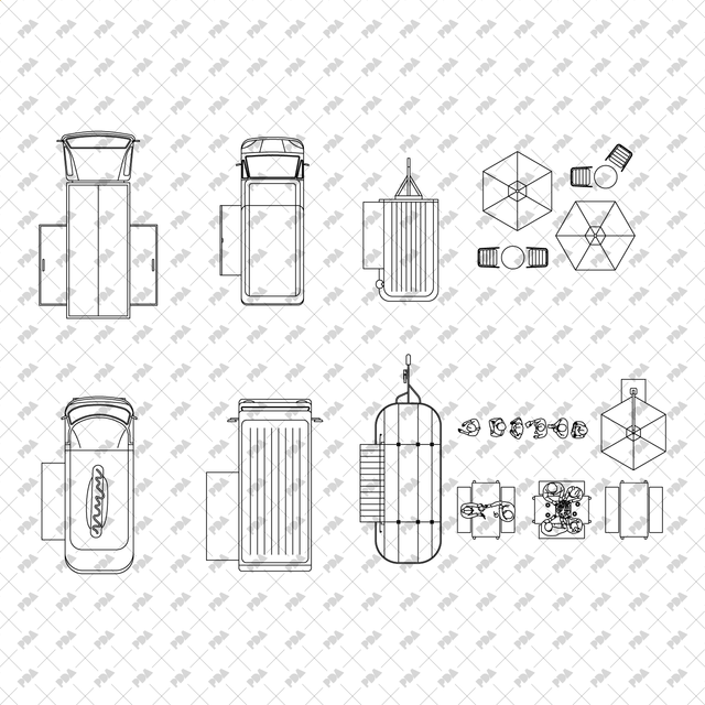 CAD, Vector Food Trucks and Carts in Front, Side, and Top Views - Post Digital Architecture — Free and Affordable Resources for Architects