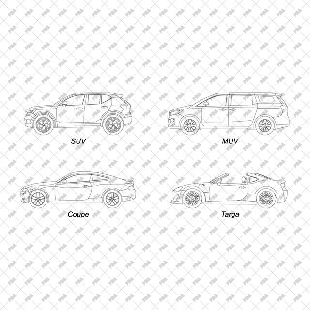 CAD, Vector Vehicles in Side View - Post Digital Architecture — Free and Affordable Resources for Architects