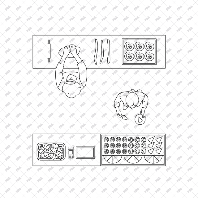 CAD, Vector All You Need for Bakery/ Cafeteria Design Multi Pack (Top, Side View)