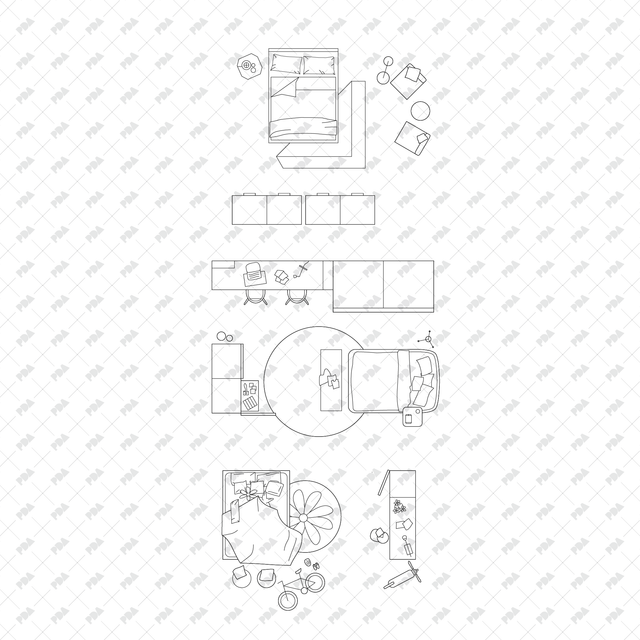 CAD, Vector, PNG Kids' Bedroom Layouts in Top View - Post Digital Architecture — Free and Affordable Resources for Architects