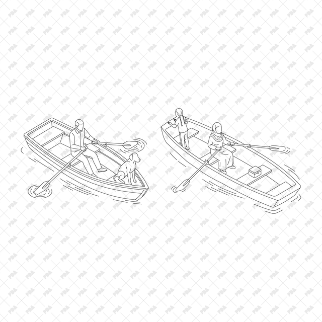 CAD, Vector, PNG Characters Boating in Isometric View - Post Digital Architecture — Free and Affordable Resources for Architects