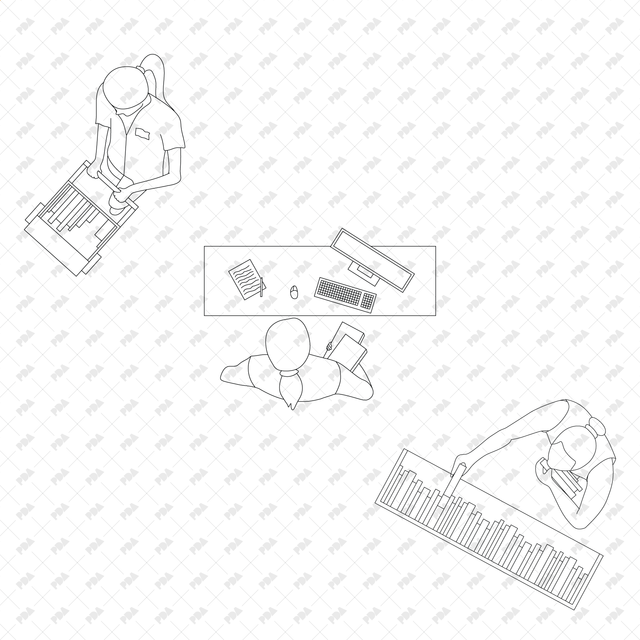 CAD, Vector, PNG Library Characters in Top View - Post Digital Architecture — Free and Affordable Resources for Architects