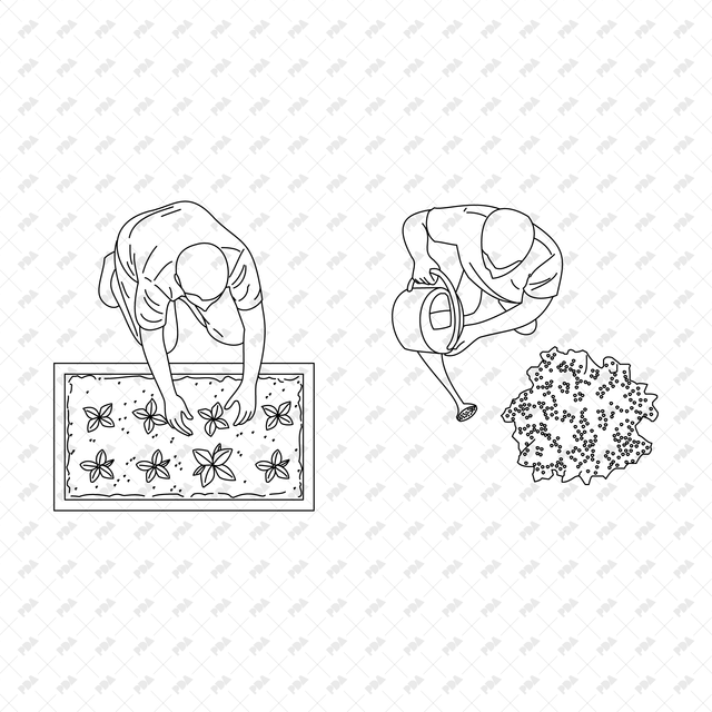 CAD, Vector, PNG Gardening Characters in Top View - Post Digital Architecture — Free and Affordable Resources for Architects