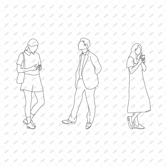 CAD Vector PNG Street People in Front and Side Views - Post Digital Architecture — Free and Affordable Resources for Architects