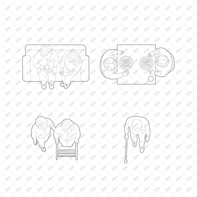 CAD, Vector, PNG Senior Living Characters Top View - Post Digital Architecture — Free and Affordable Resources for Architects