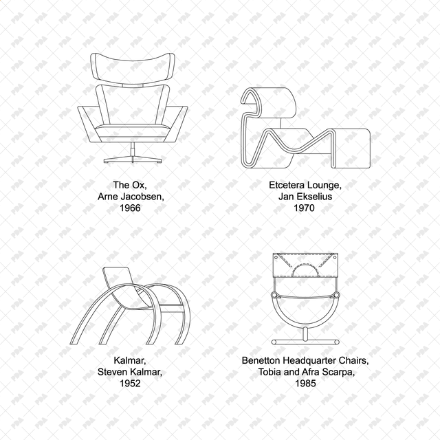 CAD Vector Modernist Mid-Century Chairs Set - Post Digital Architecture — Free and Affordable Resources for Architects