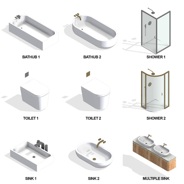 Revit Family - Bathroom Fixtures