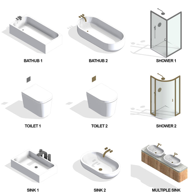 Revit Family - Bathroom Fixtures - Post Digital Architecture — Free and Affordable Resources for Architects