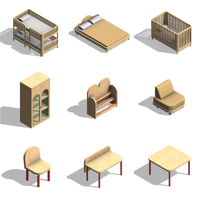 Revit Family - Children's Room Furniture - Post Digital Architecture — Free and Affordable Resources for Architects