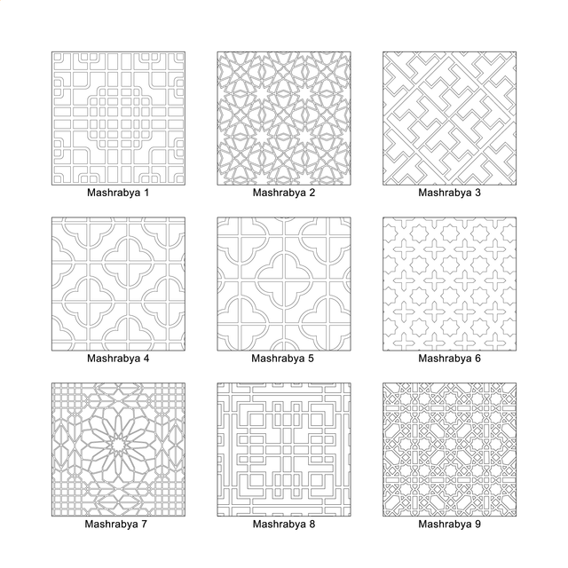 Illustrator Pattern Library - Mashrabiya/ Lattice Screen Patterns - Post Digital Architecture — Free and Affordable Resources for Architects