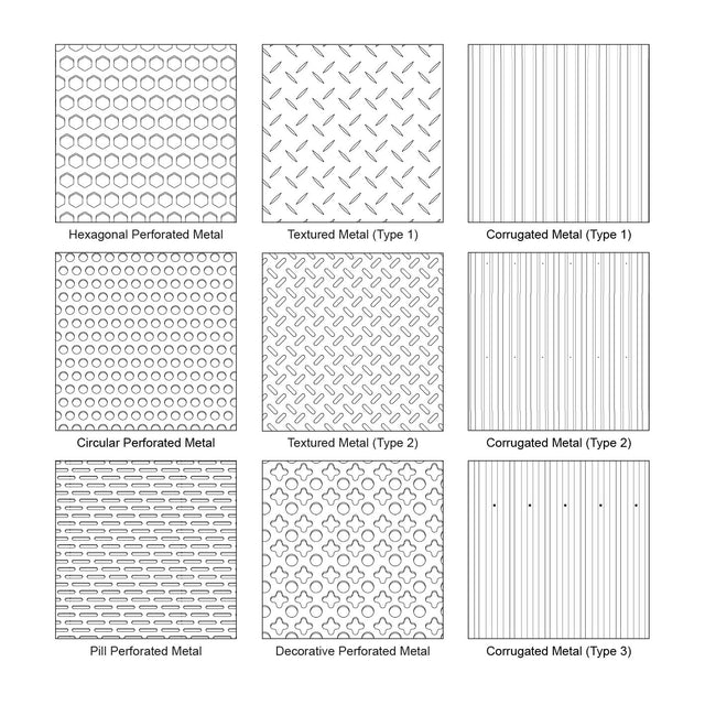 Illustrator Pattern Library - Metal Patterns Big Set - Post Digital Architecture — Free and Affordable Resources for Architects