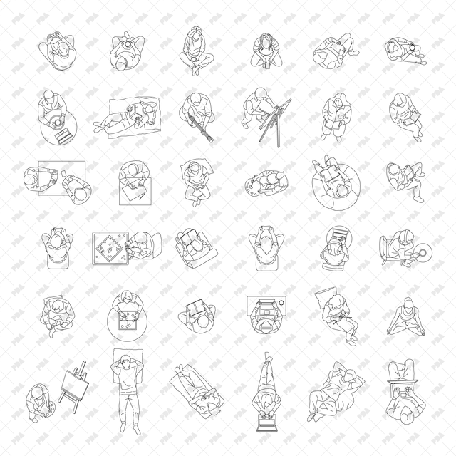 CAD, Vector, PNG People at Home in Top View