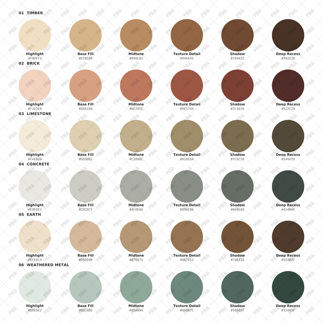 Illustrator Pattern Library - Natural Materials Color Palette - Post Digital Architecture — Free and Affordable Resources for Architects