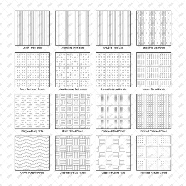 Illustrator Pattern Library - Acoustic Wall and Ceiling Panels