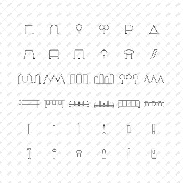 CAD, Vector, PNG Bicycle Racks & Urban Bollards - Post Digital Architecture — Free and Affordable Resources for Architects