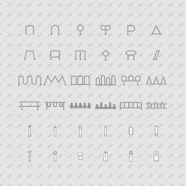 CAD, Vector, PNG Bicycle Racks & Urban Bollards - Post Digital Architecture — Free and Affordable Resources for Architects