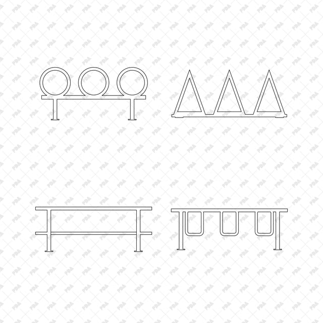 CAD, Vector, PNG Bicycle Racks & Urban Bollards - Post Digital Architecture — Free and Affordable Resources for Architects