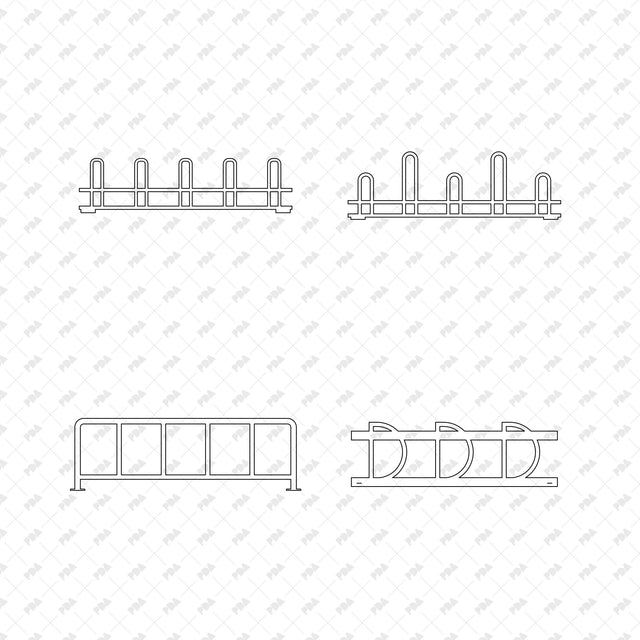 CAD, Vector, PNG Bicycle Racks & Urban Bollards - Post Digital Architecture — Free and Affordable Resources for Architects