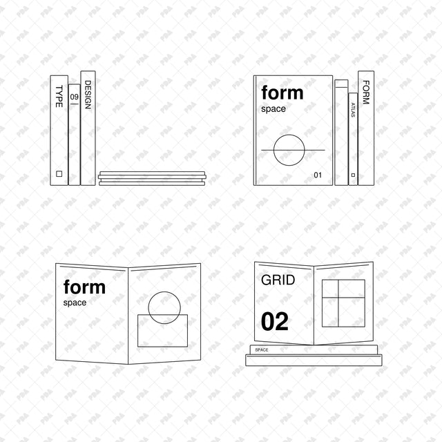 CAD, Vector, PNG - Books in Front View - Post Digital Architecture — Free and Affordable Resources for Architects