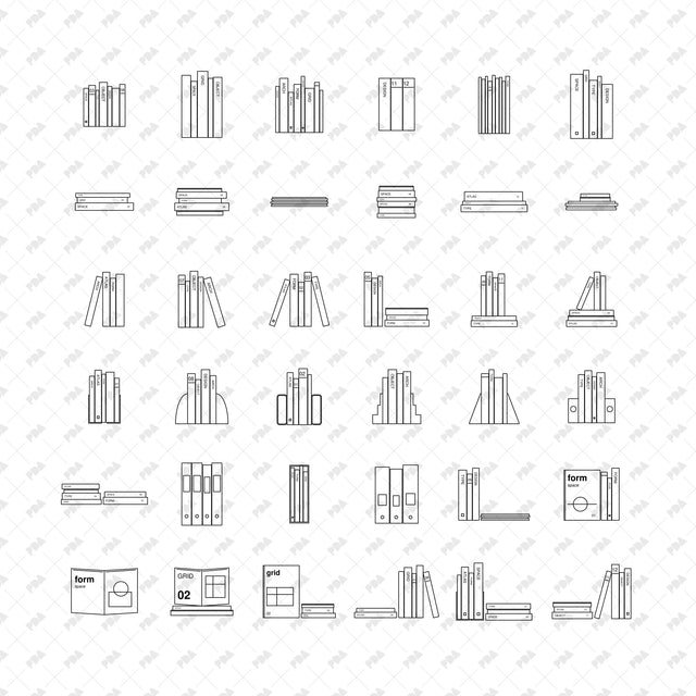 CAD, Vector, PNG - Books in Front View - Post Digital Architecture — Free and Affordable Resources for Architects
