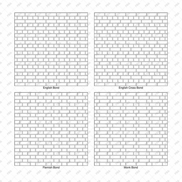Illustrator Pattern Library - Brick Bonds - 16 Vector Swatches