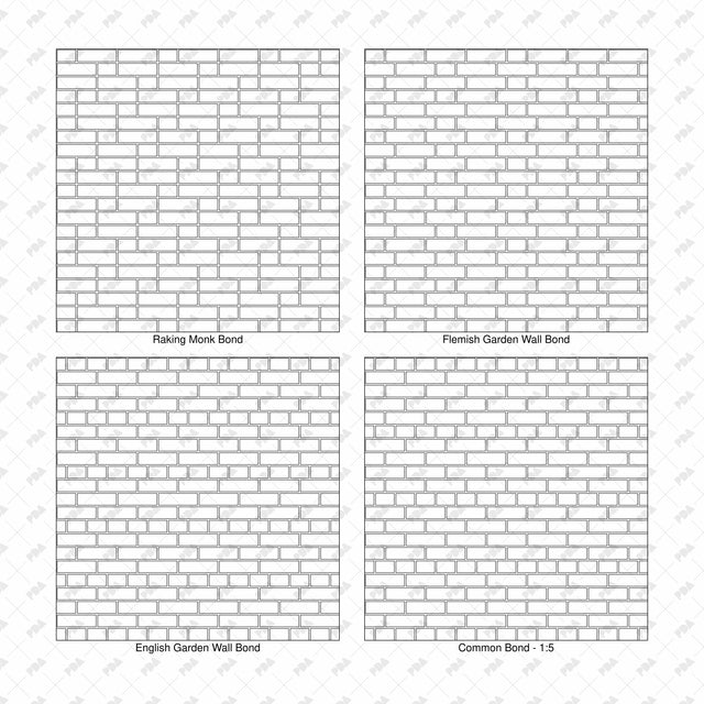 Illustrator Pattern Library - Brick Bonds - 16 Vector Swatches