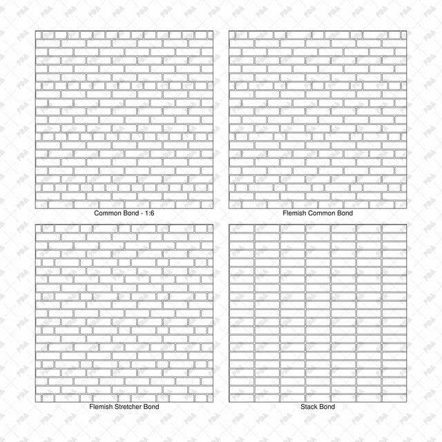 Illustrator Pattern Library - Brick Bonds - 16 Vector Swatches