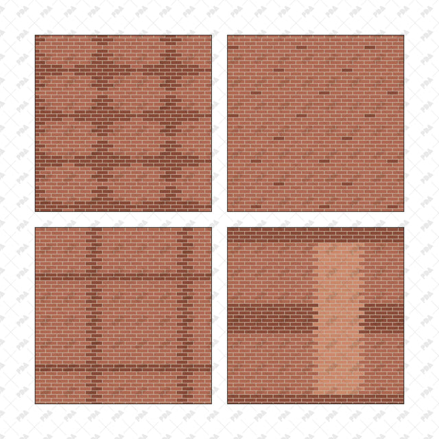 Terracotta brick cross, accent, framed and woven patterns