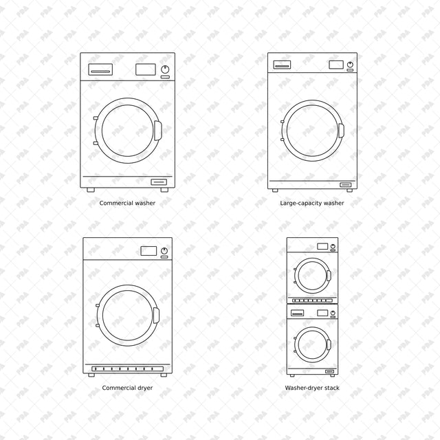 CAD, Vector, PNG Laundromat in Front View - Post Digital Architecture — Free and Affordable Resources for Architects