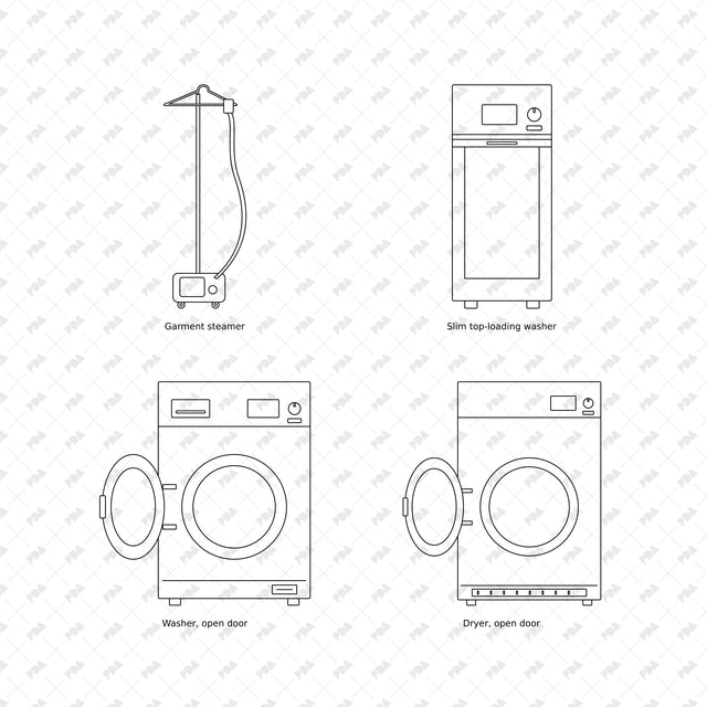 CAD, Vector, PNG Laundromat in Front View - Post Digital Architecture — Free and Affordable Resources for Architects