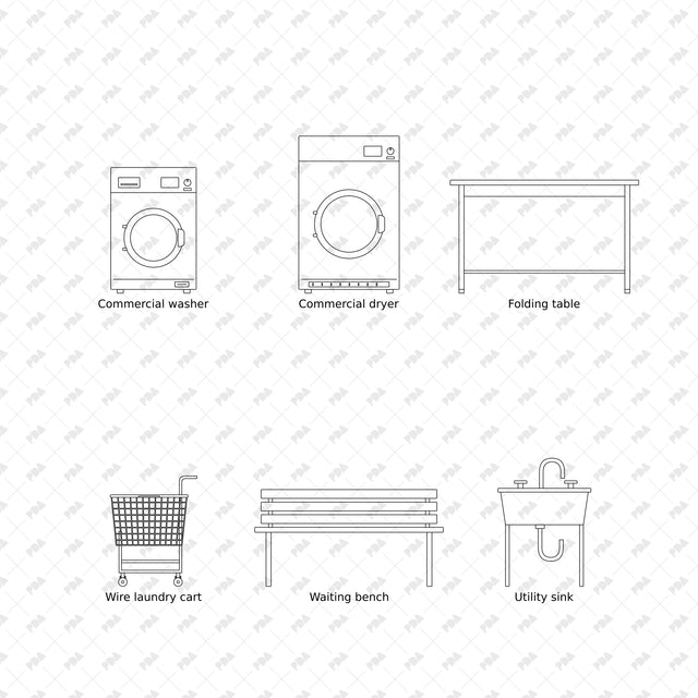CAD, Vector, PNG Laundromat in Front View - Post Digital Architecture — Free and Affordable Resources for Architects