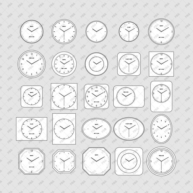 CAD, Vector, PNG Modern Wall Clocks