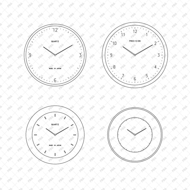CAD, Vector, PNG Modern Wall Clocks