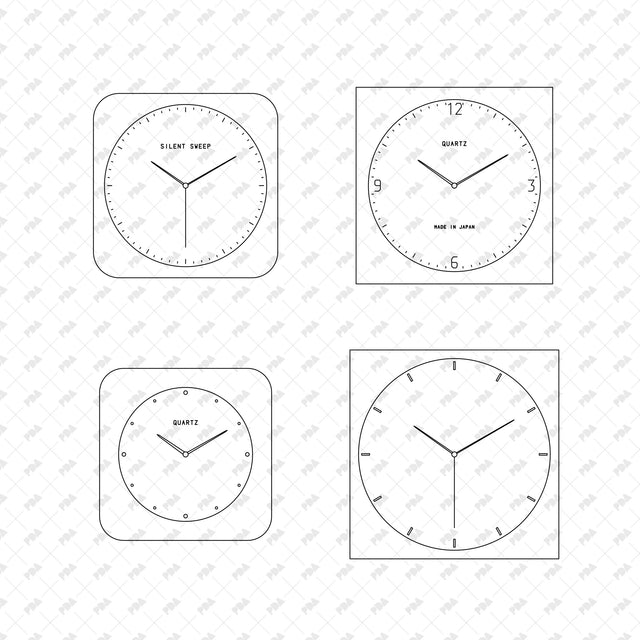 CAD, Vector, PNG Modern Wall Clocks