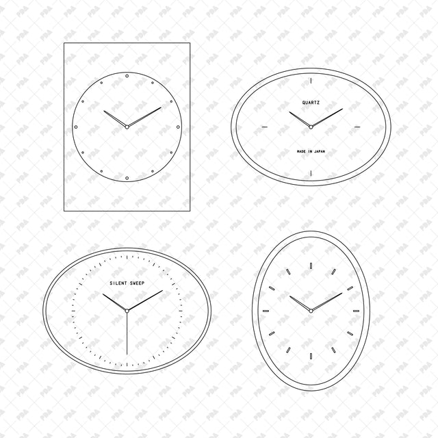 CAD, Vector, PNG Modern Wall Clocks