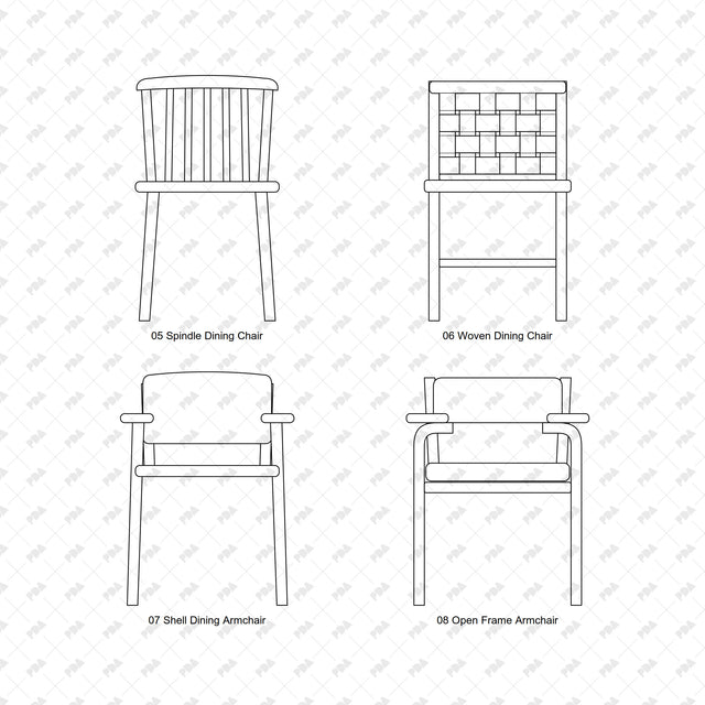 CAD, Vector, PNG Nordic Bentwood Furniture In Front View - Post Digital Architecture — Free and Affordable Resources for Architects