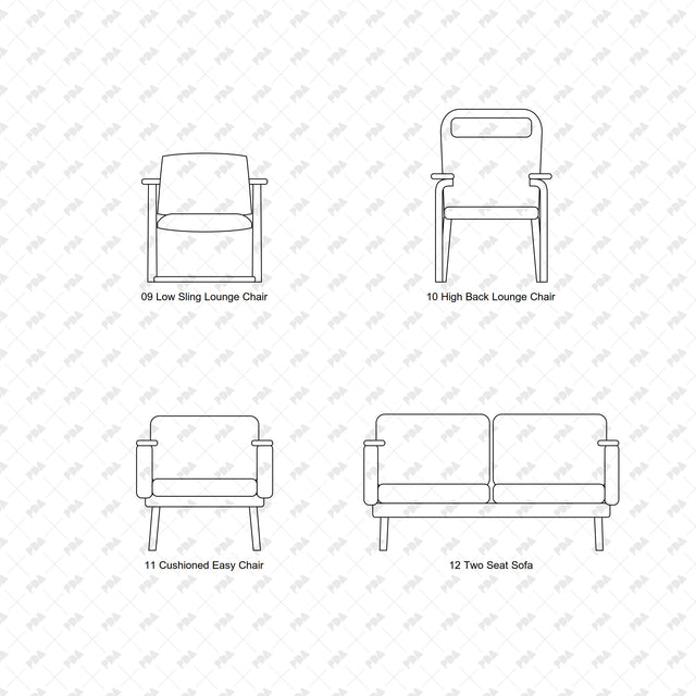 CAD, Vector, PNG Nordic Bentwood Furniture In Front View - Post Digital Architecture — Free and Affordable Resources for Architects