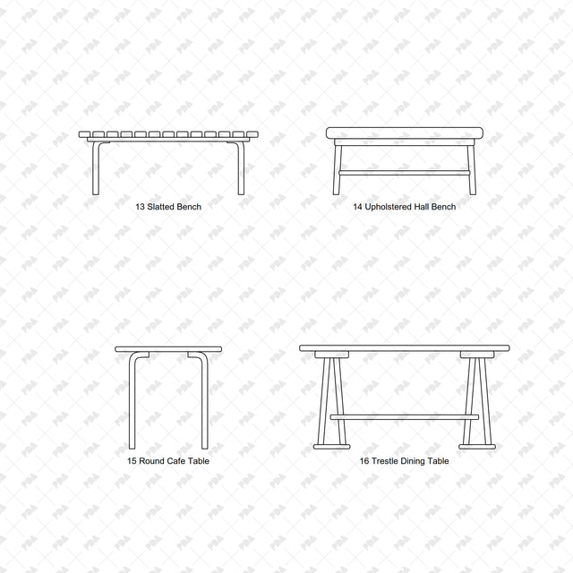 CAD, Vector, PNG Nordic Bentwood Furniture In Front View - Post Digital Architecture — Free and Affordable Resources for Architects