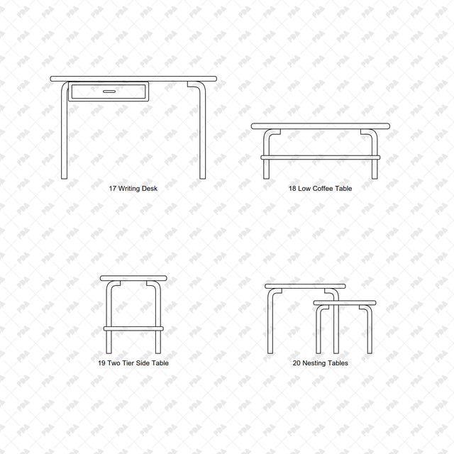 CAD, Vector, PNG Nordic Bentwood Furniture In Front View - Post Digital Architecture — Free and Affordable Resources for Architects
