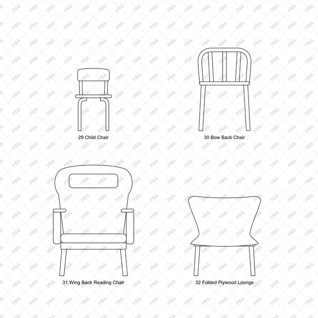 CAD, Vector, PNG Nordic Bentwood Furniture In Front View - Post Digital Architecture — Free and Affordable Resources for Architects